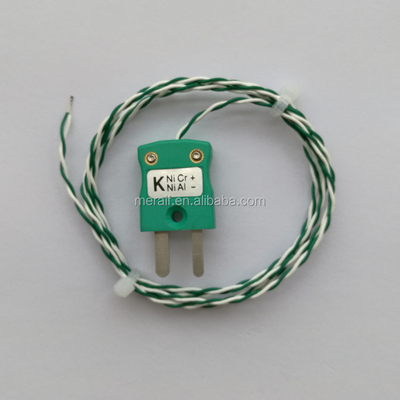 Tipo de alta temperatura termal conector de Omega k del soporte del perfil PFA del verde del termopar con el enchufe para el uso industrial