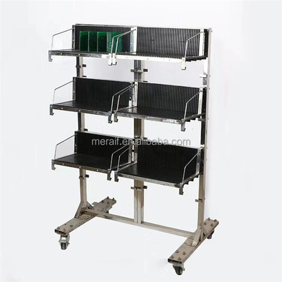 El PWB antiestático del volumen de ventas del precio de fábrica atormenta el carro estático anti del almacenamiento del PWB del ESD del carrete de Hang Basket Trolley Stainless Steel SMT